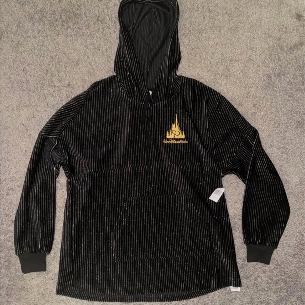 Black Hooded Sweater with Gold Logo